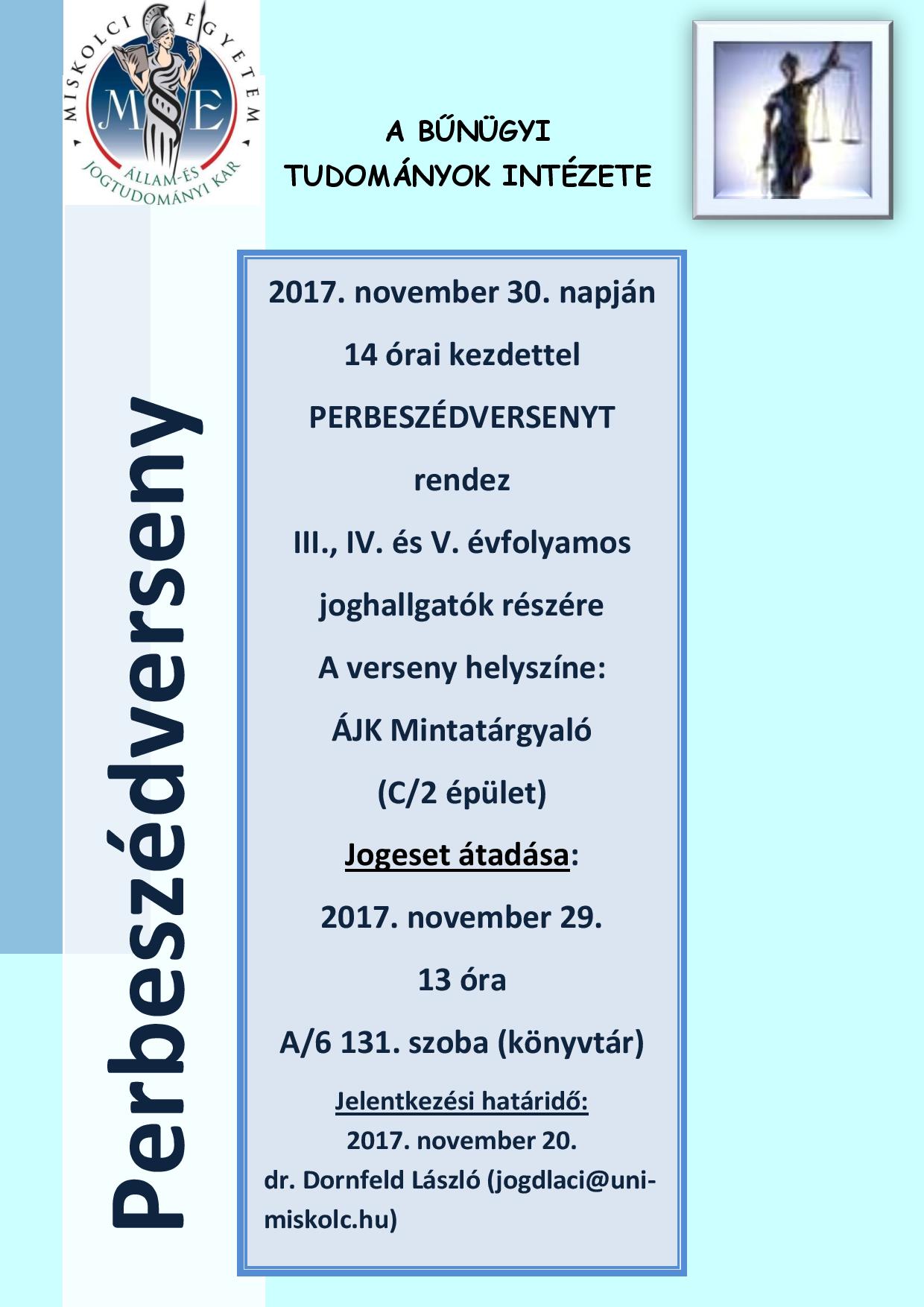 Büntetőjogi perbeszédverseny 2017. november 30.